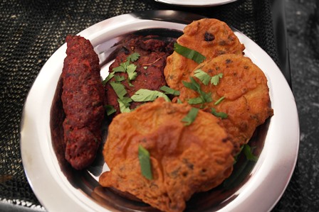 Potato  and Methi Pakora, Sheesh and Tandoori lamb.JPG