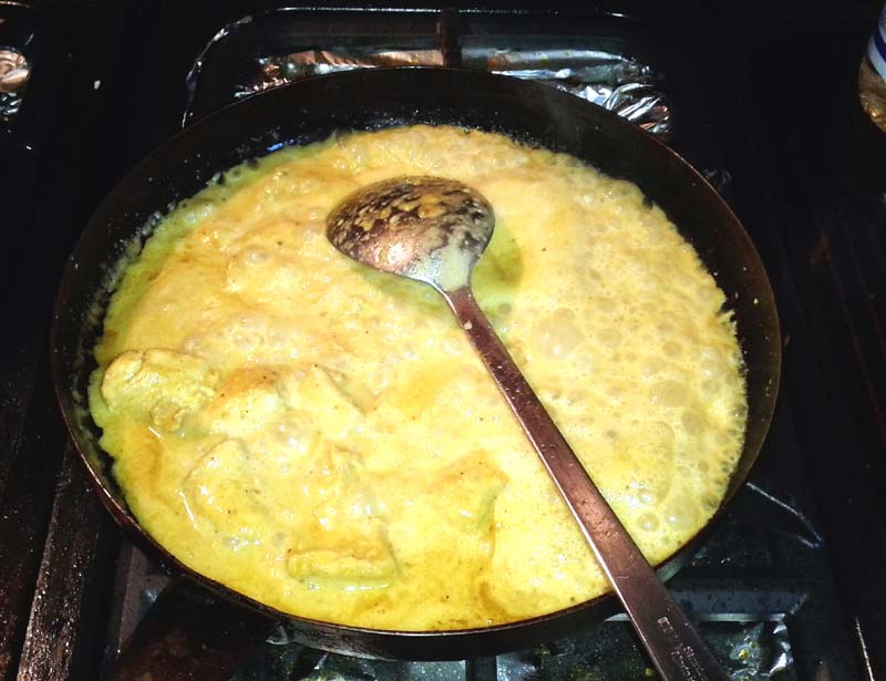 Chicken korma in progress