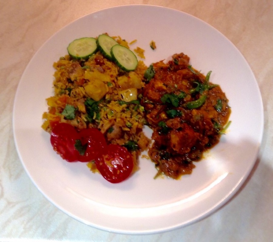 SB's Garlic Chilli Chicken &amp; Vegetable Rice Plated