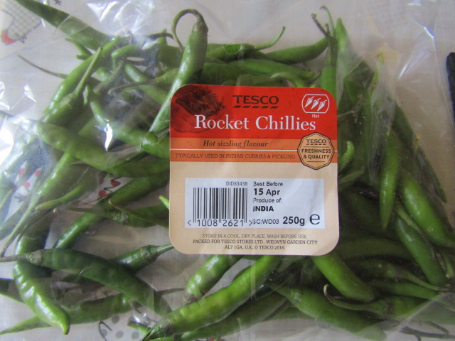 Tesco Rocket Chillies. £1.60 for 250g